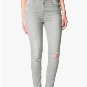 7 For All Mankind High Rise Skinny-Grey Destroy